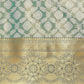 Turquoise Brocade Woven Zari Design Floral Saree with Unstitched Blouse - Hiral Fashion | Swadesiicart