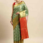 Green Brocade Woven Zari Design Floral Saree with Unstitched Blouse - Hiral Fashion | Swadesiicart