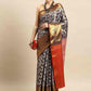 Navy Blue Brocade Woven Zari Design Floral Saree with Unstitched Blouse - Hiral Fashion | Swadesiicart