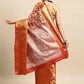 Red Brocade Woven Zari Design Floral Saree with Unstitched Blouse - Hiral Fashion | Swadesiicart