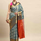 Turquoise Brocade Woven Zari Design Floral Saree with Unstitched Blouse - Hiral Fashion | Swadesiicart