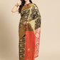 Black Silk Blend Woven Zari Design Striped Saree with Unstitched Blouse - Hiral Fashion | Swadesiicart