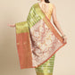 Green Silk Blend Woven Zari Design Striped Saree with Unstitched Blouse - Hiral Fashion | Swadesiicart