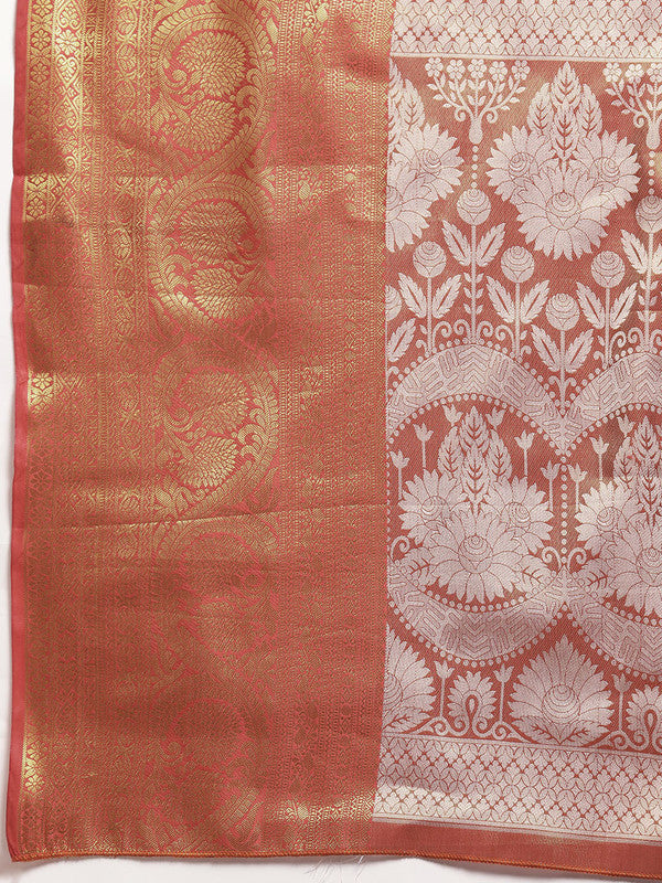 Green Silk Blend Woven Zari Design Striped Saree with Unstitched Blouse - Hiral Fashion | Swadesiicart