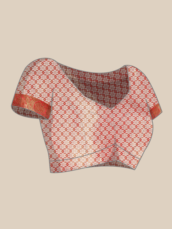 Pink Silk Blend Woven Zari Design Striped Saree with Unstitched Blouse - Hiral Fashion | Swadesiicart