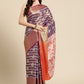 Purple Silk Blend Woven Zari Design Striped Saree with Unstitched Blouse - Hiral Fashion | Swadesiicart