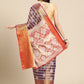 Purple Silk Blend Woven Zari Design Striped Saree with Unstitched Blouse - Hiral Fashion | Swadesiicart