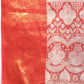 Red Silk Blend Woven Zari Design Striped Saree with Unstitched Blouse - Hiral Fashion | Swadesiicart