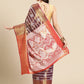 Purple Silk Blend Woven Zari Design Striped Saree with Unstitched Blouse - Hiral Fashion | Swadesiicart