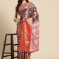 Purple Silk Blend Woven Zari Design Striped Saree with Unstitched Blouse - Hiral Fashion | Swadesiicart
