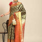 Black Art Silk Woven Zari Design Floral Saree with Unstitched Blouse - Hiral Fashion | Swadesiicart