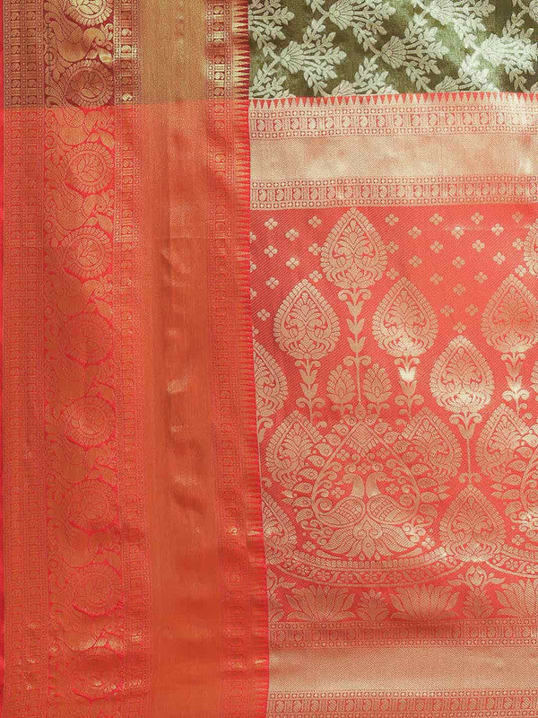 Black Art Silk Woven Zari Design Floral Saree with Unstitched Blouse - Hiral Fashion | Swadesiicart