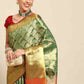 Green Art Silk Woven Zari Design Floral Saree with Unstitched Blouse - Hiral Fashion | Swadesiicart