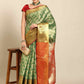Green Art Silk Woven Zari Design Floral Saree with Unstitched Blouse - Hiral Fashion | Swadesiicart