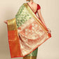 Green Art Silk Woven Zari Design Floral Saree with Unstitched Blouse - Hiral Fashion | Swadesiicart