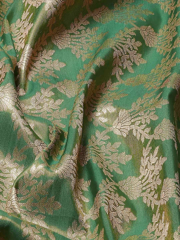 Green Art Silk Woven Zari Design Floral Saree with Unstitched Blouse - Hiral Fashion | Swadesiicart