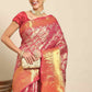 Pink Art Silk Woven Zari Design Floral Saree with Unstitched Blouse - Hiral Fashion | Swadesiicart