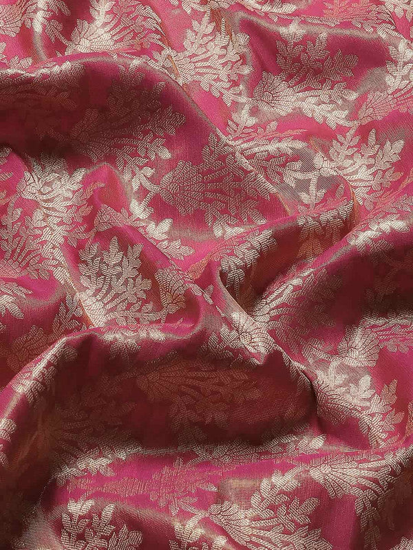 Pink Art Silk Woven Zari Design Floral Saree with Unstitched Blouse - Hiral Fashion | Swadesiicart