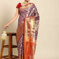 Purple Art Silk Woven Zari Design Floral Saree with Unstitched Blouse - Hiral Fashion | Swadesiicart