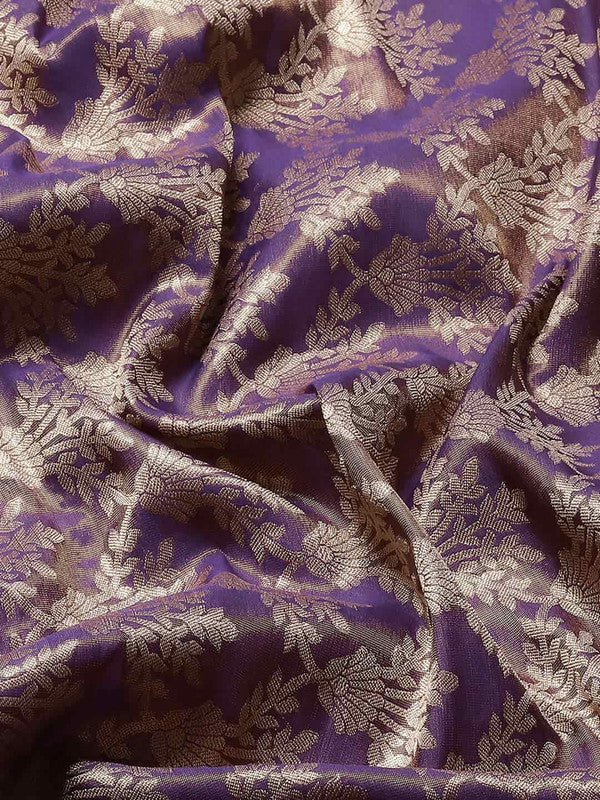 Purple Art Silk Woven Zari Design Floral Saree with Unstitched Blouse - Hiral Fashion | Swadesiicart