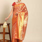 Red Art Silk Woven Zari Design Floral Saree with Unstitched Blouse - Hiral Fashion | Swadesiicart