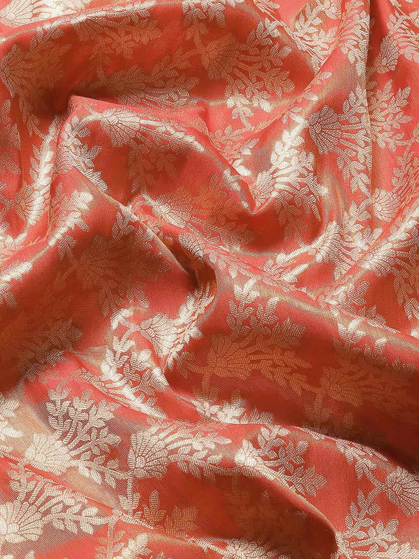 Red Art Silk Woven Zari Design Floral Saree with Unstitched Blouse - Hiral Fashion | Swadesiicart