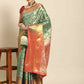 Turquoise Art Silk Woven Zari Design Floral Saree with Unstitched Blouse - Hiral Fashion | Swadesiicart