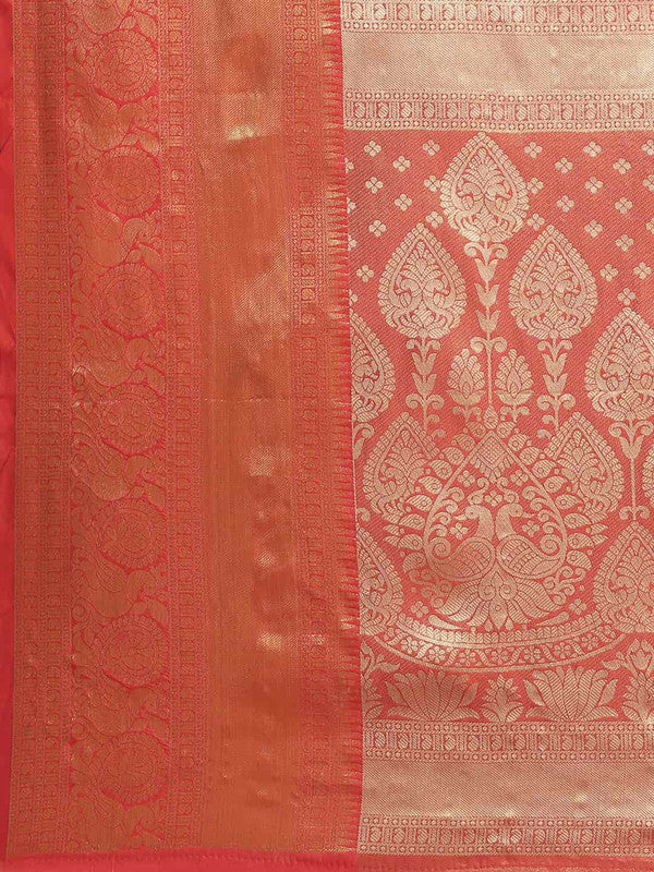 Turquoise Art Silk Woven Zari Design Floral Saree with Unstitched Blouse - Hiral Fashion | Swadesiicart