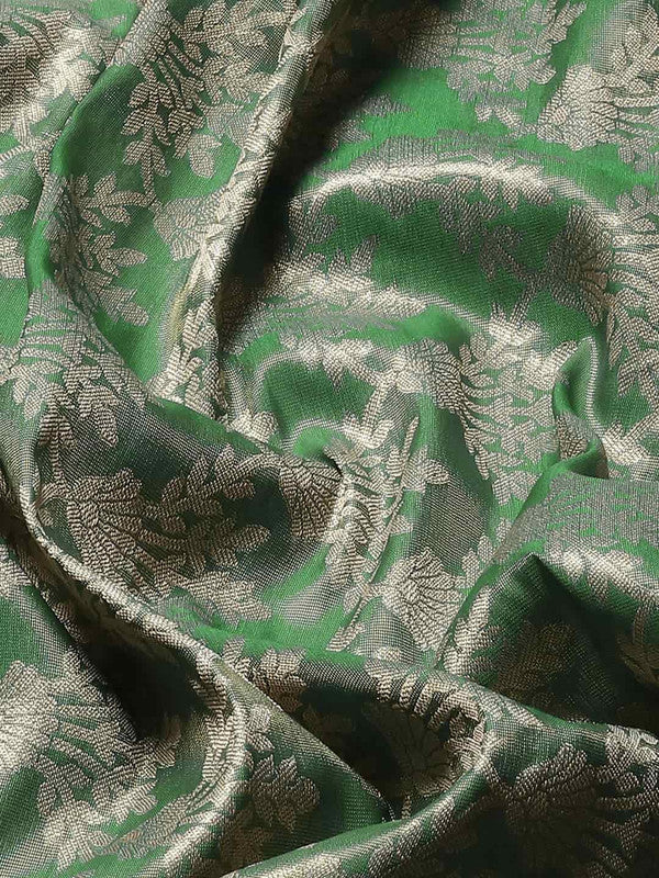 Turquoise Art Silk Woven Zari Design Floral Saree with Unstitched Blouse - Hiral Fashion | Swadesiicart
