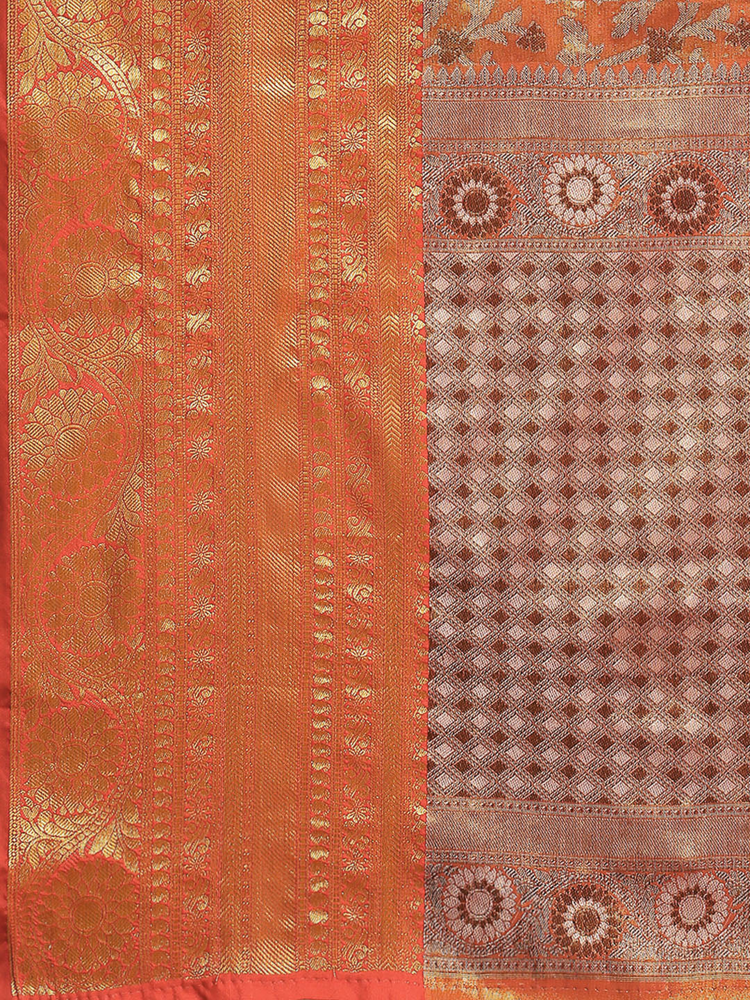 Hiral Fashion Red Kanjeevaram Art Silk Floral Woven Zari Design Saree | Swadesiicart