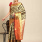 Black Art Silk Woven Zari Design Floral Saree with Unstitched Blouse - Hiral Fashion | Swadesiicart