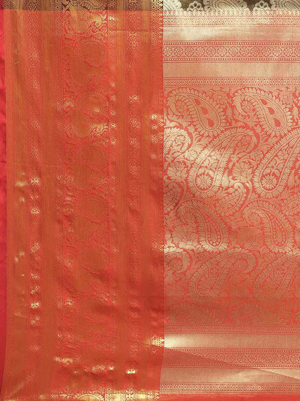 Black Art Silk Woven Zari Design Floral Saree with Unstitched Blouse - Hiral Fashion | Swadesiicart