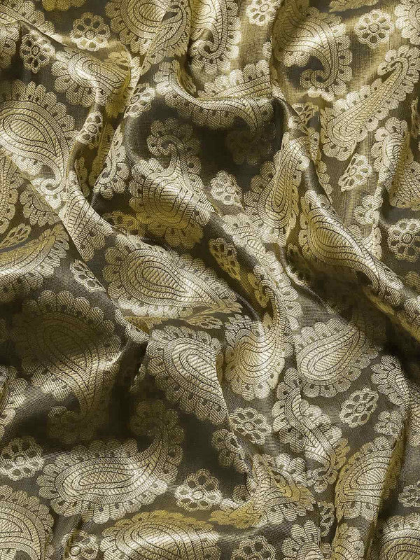 Black Art Silk Woven Zari Design Floral Saree with Unstitched Blouse - Hiral Fashion | Swadesiicart