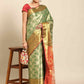 Green Art Silk Woven Zari Design Floral Saree with Unstitched Blouse - Hiral Fashion | Swadesiicart
