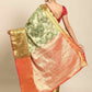 Green Art Silk Woven Zari Design Floral Saree with Unstitched Blouse - Hiral Fashion | Swadesiicart
