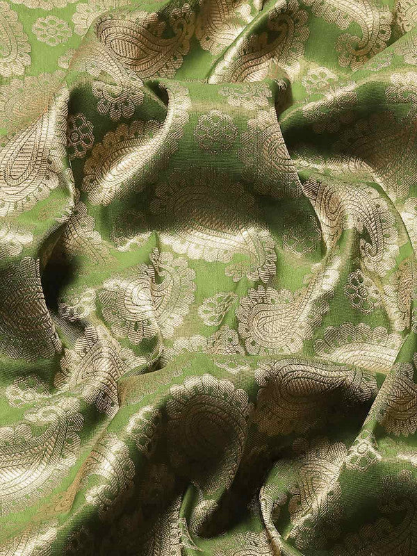 Green Art Silk Woven Zari Design Floral Saree with Unstitched Blouse - Hiral Fashion | Swadesiicart