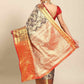 Navy Blue Art Silk Woven Zari Design Floral Saree with Unstitched Blouse - Hiral Fashion | Swadesiicart