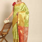 Green Art Silk Woven Zari Design Floral Saree with Unstitched Blouse - Hiral Fashion | Swadesiicart