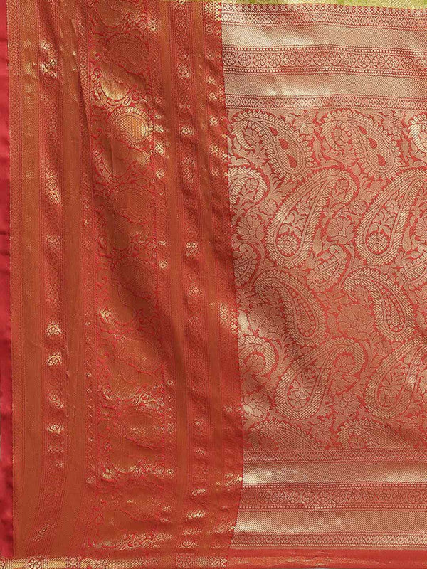Green Art Silk Woven Zari Design Floral Saree with Unstitched Blouse - Hiral Fashion | Swadesiicart