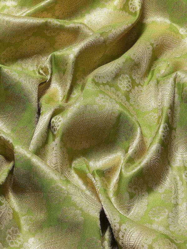 Green Art Silk Woven Zari Design Floral Saree with Unstitched Blouse - Hiral Fashion | Swadesiicart