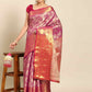 Pink Art Silk Woven Zari Design Floral Saree with Unstitched Blouse - Hiral Fashion | Swadesiicart