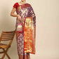 Purple Art Silk Woven Zari Design Floral Saree with Unstitched Blouse - Hiral Fashion | Swadesiicart
