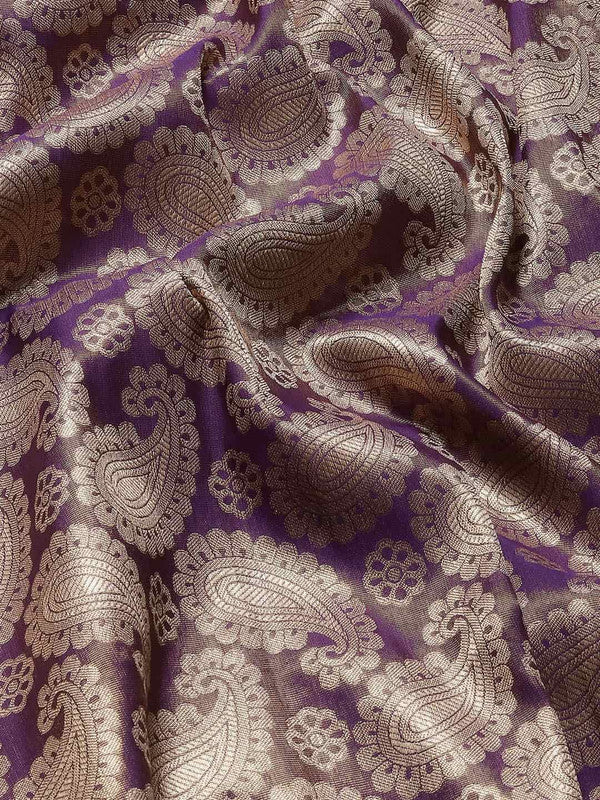 Purple Art Silk Woven Zari Design Floral Saree with Unstitched Blouse - Hiral Fashion | Swadesiicart