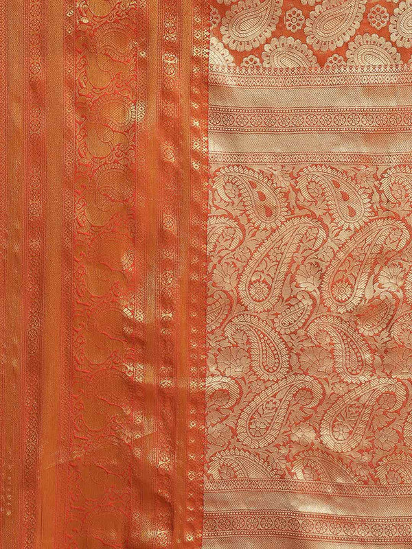 Yellow Art Silk Woven Zari Design Floral Saree with Unstitched Blouse - Hiral Fashion | Swadesiicart