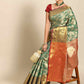 Turquoise Art Silk Woven Zari Design Floral Saree with Unstitched Blouse - Hiral Fashion | Swadesiicart