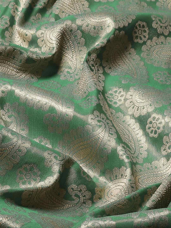 Turquoise Art Silk Woven Zari Design Floral Saree with Unstitched Blouse - Hiral Fashion | Swadesiicart
