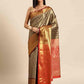 Black Brocade Woven Zari Design Ethnic Motifs Saree with Unstitched Blouse - Hiral Fashion | Swadesiicart