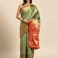 Green Brocade Woven Zari Design Ethnic Motifs Saree with Unstitched Blouse - Hiral Fashion | Swadesiicart
