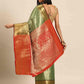 Green Brocade Woven Zari Design Ethnic Motifs Saree with Unstitched Blouse - Hiral Fashion | Swadesiicart