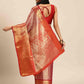 Pink Brocade Woven Zari Design Ethnic Motifs Saree with Unstitched Blouse - Hiral Fashion | Swadesiicart